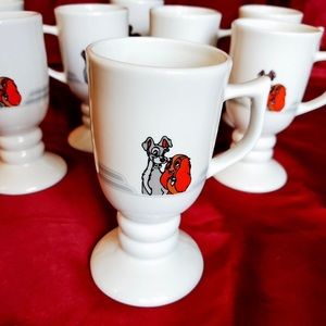 Lady & The Tramp Vintage Pedestal Buffalo China Coffee Cup 8pc Set Collectables